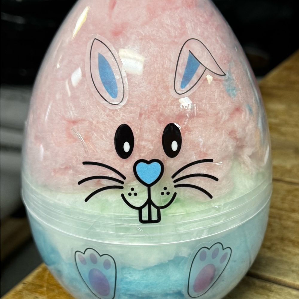 Bunny Egg Cotton Candy Treat - Pink, Green, Blue 5oz of Cotton Candy 8” tall
